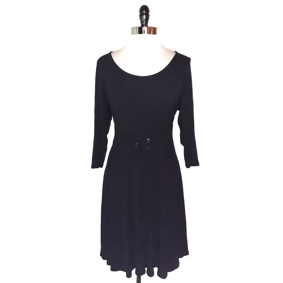 TORRID Plus Size 1 1X A-Line Dress Black 3/4 Sleeve Stretch Knit - Picture 1 of 5